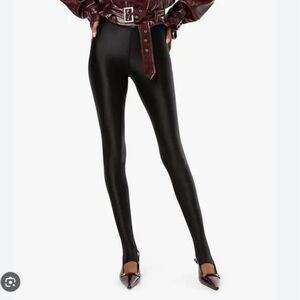 BNWT - WEWOREWHAT BLACK SHINY SPANDEX LEGGINGS - XXL